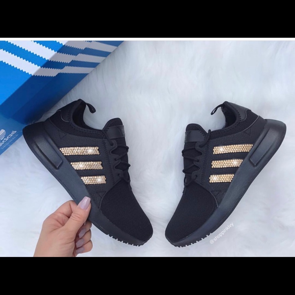 Black adidas with swarovski crystals